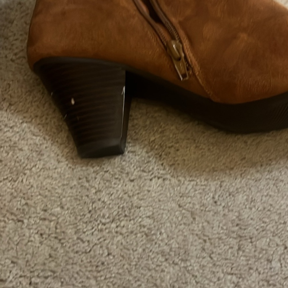 Brown Suede Ankle Boots with Zipper